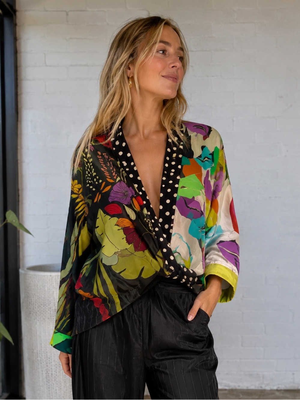 Alembika Mixed Print Draped Jacket